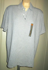 Cherokee Men's Polo Shirt GRAY Sz L- 100 Cotton Short Sleeve Pullover-2 BUTTON