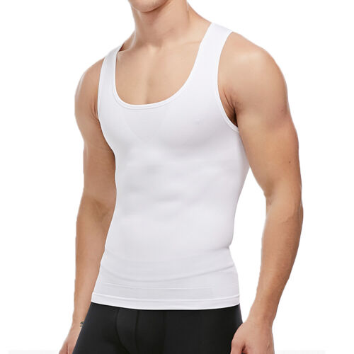Mens Slimming Body Shaper Gynecomastia Compression Shirts Tummy Control Vest Top - Picture 14 of 25