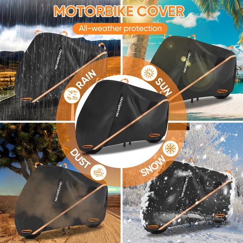 Motorcycle Cover Waterproof Heavy Duty For Winter Storage UV Snow Rain Protector - Picture 5 of 21