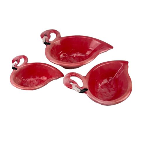 TOMMY BAHAMA 3-PC SET Tropical Pink Flamingo Melamine Serving Bowls
