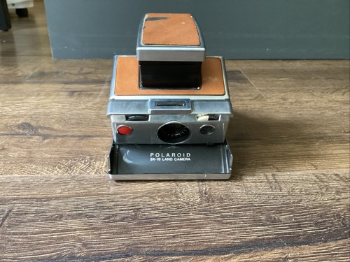 2 Vintage Polaroid SX-70 Camera Brown Leather w/ Case UNTESTED Free Ship - Picture 10 of 16