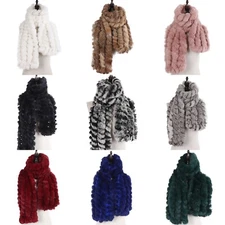 New Winter Warm Fur 100% Real Rex Rabbit Fur Collar Scarf Shawl Neck Warmer 
