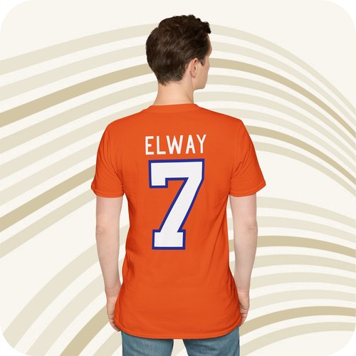 John Elway #7 Denver Broncos NFL Jersey T-Shirt - Front & Back Print - Picture 5 of 6