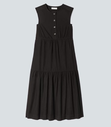 Maxi Vestido Everlane Pequeño Algodón en Niveles Midi Negro S - Imagen 4 de 9
