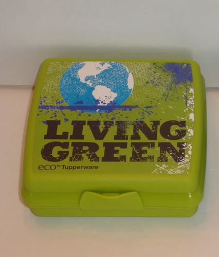 Tupperware Sandwich Keeper Almacenamiento y Ostras Bisagras Azul y Verde Peace Rocks Nuevo - Imagen 3 de 3