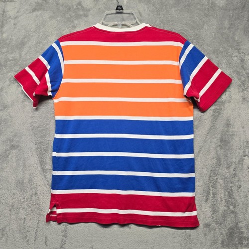 VTG Y2K Polo by Ralph Lauren Shirt Womens Sz Large Red Orange Blue Stripe Cotton - Picture 2 of 12