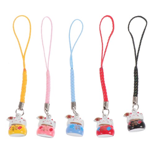 5 Pcs Lucky Cat Pendant Fräulein Schöne Handykette Glücklicher Katzenanhänger