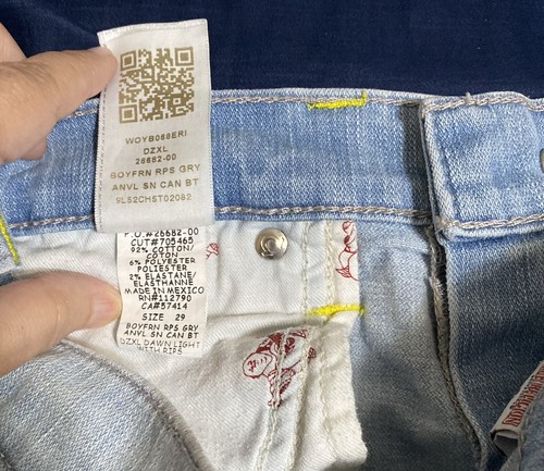 True Religion Destroyed Boyfriend Jeans In Dawn Light Womens Denim Distressed 29 - Picture 13 of 14