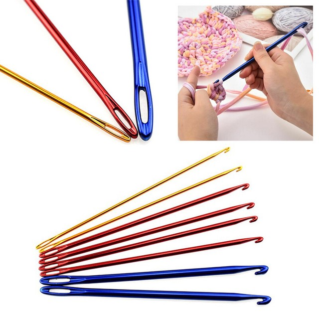 Tunisian Afghan Crochet Hook With An Eye Knitting Sewing Needle Knit