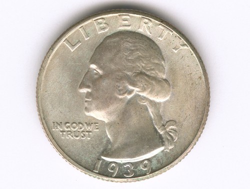 1939-D 25c Washington Silver Quarter Gem BU Frosty White Luster - Picture 1 of 2
