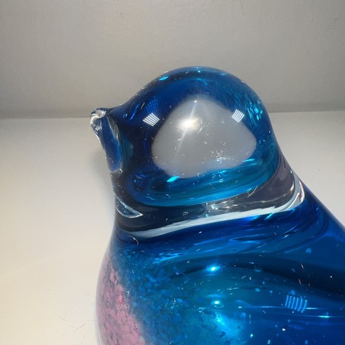 Art Glass Bird Figurine Paperweight Blue Pink - Picture 11 of 19