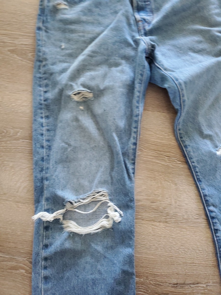 Levi's Jeans Button Fly Wedgie Straight Blue Med Wash Distressed