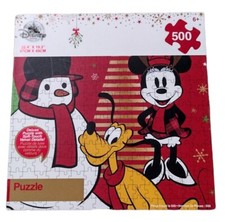 2014 Disney Store Deluxe 500 Piece Mickey Minnie  Pluto Holiday Puzzle NEW