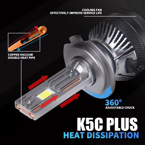 140W K5C plus H7 H11 H1 H4 Led Headlight Bulb 4300K LED HB3 HB4 Double Copper Tu - Picture 5 of 12