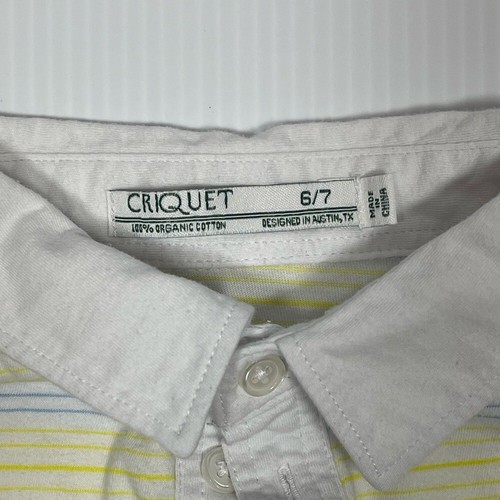 Criquet Boys Boys Vintage Stripe- Blue, White, and Yellow - Size 6/7 - Picture 4 of 4