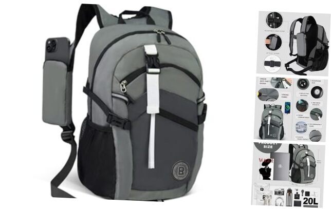 20L Lightweight Hiking Backpack with Phone Pocket in Grey-image