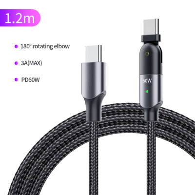 60W Braided Universal  USB-C to USB-C Fast PD Charging Charge Cable Cord 1.2m