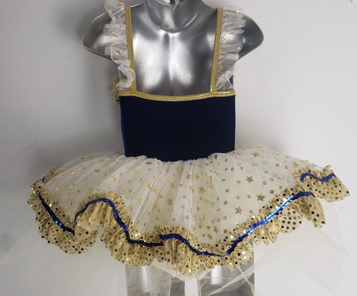 Niñas Niños XS Terciopelo Tutú Azul Marino/Marfil/Dorado Estrellas Brillantes CORTINA LLAMAR NUEVO SIN ETIQUETAS - Imagen 5 de 13