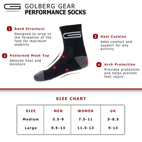 Golberg Women's Mid-Calf Crew Sock 6 Pk Cushioned Socks for Sports & Activities - Picture 5 of 11