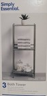 Simply Essential 3-Tier Bath Tower Brushed Nickel Finish Slim Space Saving
