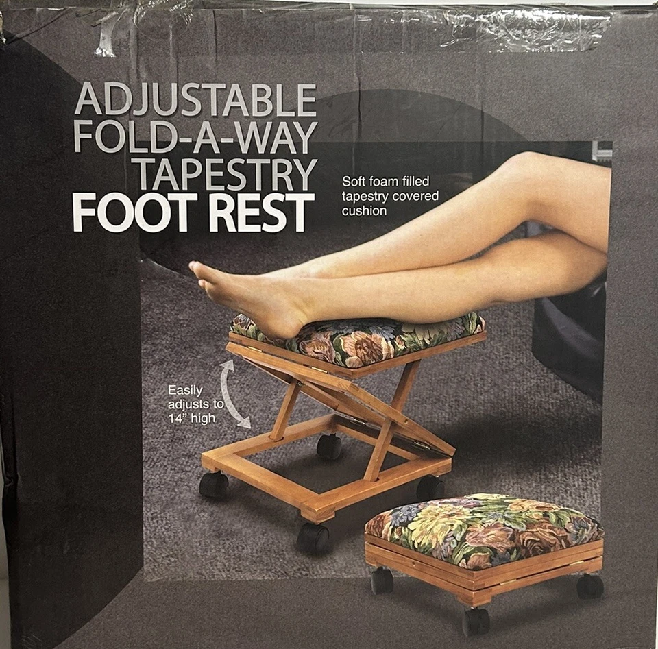 Adjustable Fold-A-Way Tapestry Footrest Vtg 90’s Floral Cottage/Granny Core - Image 2 of 4