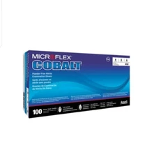 Ansell N192 Microflex Cobalt Blue Nitrile Gloves, Powder-Free, M, Case Of 1000