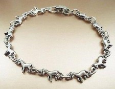 Tiny Horses Antique Silver Plated Bracelet Size 7.0"