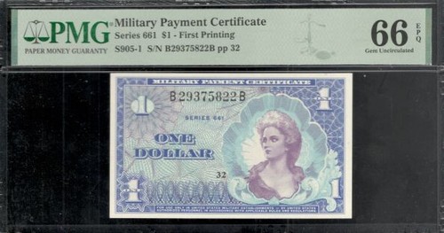 United States, 1968-69, MPC, $1 Dollar, Series 661, PMG GEM UNC 66! - Picture 1 of 2