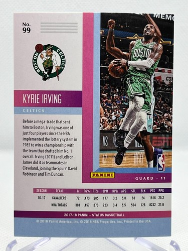 KYRIE IRVING 2017-18 Panini Status Basketball #99 - Picture 2 of 2