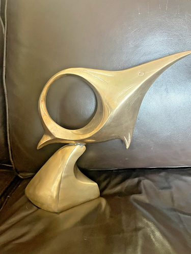 1960s Brass Fish Modernist Abstract Art Sculpture MCM Hollywood Regency Large - Picture 2 of 5
