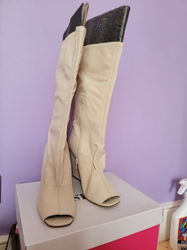 Nine West Cream/beige Wedge heel Boots Size 7 (US 9w) - Picture 4 of 5