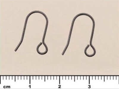50 Gunmetal Plated Brass 22 Gauge 14mm Fishhook Ear Wires with Open Loop *
