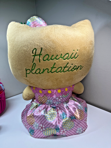 Peluche Jumbo 16" Hello Kitty piantagione hawaiana marrone baciato dal sole rosa Lei ananas - Foto 3 di 7