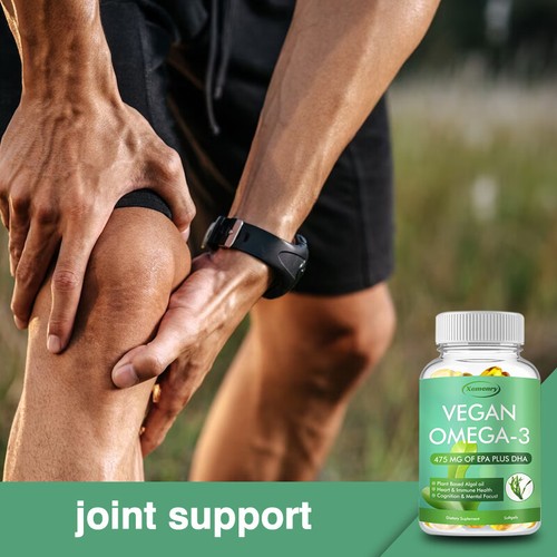 Cápsulas veganas de aceite de algas Omega-3 475 mg - con EPA, DHA - Soporte óseo y articular - Imagen 3 de 10