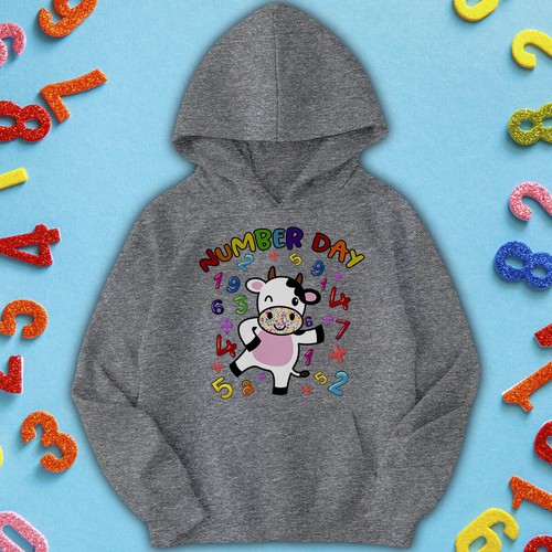 Boys and Girls Playful Cow Number Day Ideas Jumper Hoody for Kids #ND - Picture 19 of 31