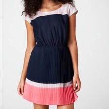 American Eagle pink purple colorblock pleated cap sleeve dress S