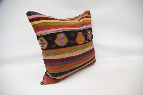 Antique Pillows, 32"x32" Green Kilim Pillow, Kilim Pillow Cover - Picture 3 of 6