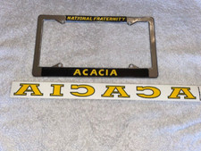 ACACIA Chrome License Plate Frame + Window Sticker, Made in USA