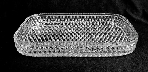 11 3/4" x 8" American Brilliant Cut Glass Hob & Lace Cane Ice Cream Tray - Picture 3 of 12