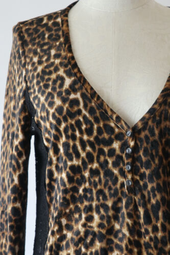 Denim & Supply Ralph Lauren Brown Leopard Print Sheer Lace Blouse Top Women L - Picture 3 of 24