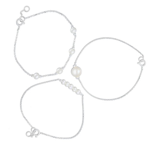 Pulsera de perlas de agua dulce de plata de ley, joyas para mujer, regalo - Imagen 1 de 8