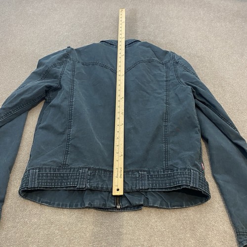 LEVIS Jacket Mens Large Motorcycle Denim Buttons Zippered Sleeves Faded Black - Picture 11 of 12