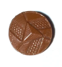 VTG Diminiative Brown Glass Button Triangle Relief Art Deco Tunnel Shank 3/8"