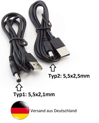 Cable USB DC 60-150cm, cable de fuente de alimentación, adaptador, conector 5,5x2,1 / 5,5x2,5mm - Imagen 3 de 4