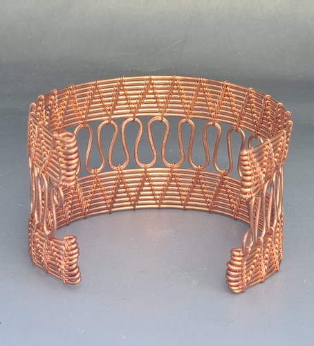 Pulsera de alambre de cobre envuelta en alambre hecha a mano - Imagen 3 de 7