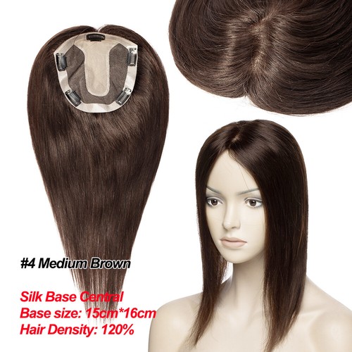 Top Quality Toupee 100% Remy Human Hair Clip In Hairpiece Topper For Women Wig - Picture 68 of 70