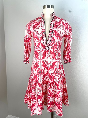 Libelula Womens Small Tiered Dress 3/4 Sleeve Low V Neck - Picture 2 of 10