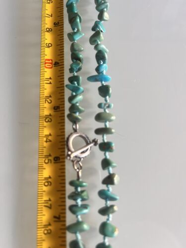 Turquoise Sterling Silver Necklace 210 Inches Long Vintage Jewelry Crystal Stone - Picture 5 of 12