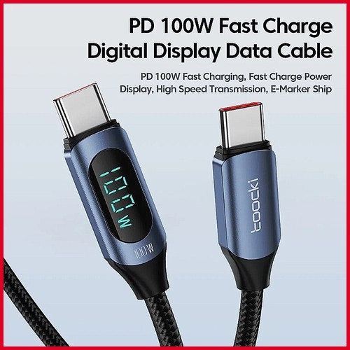Toocki 100W USB C Cable Fast Charging LED Display Type-C Charger Cord 5A - Picture 6 of 9