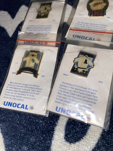 Vintage Unocal 76 4 Pins Collectible Oakland A’s Gas Station Original NOS lot - Picture 5 of 6